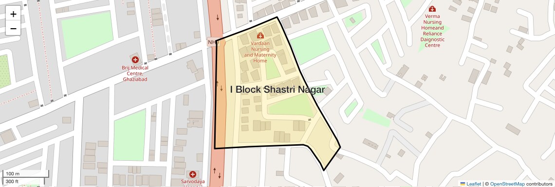 Location Map of I Block Shastri Nagar, Ghaziabad