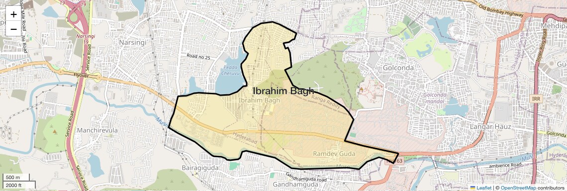 Location Map of Ibrahim Bagh, Hyderabad