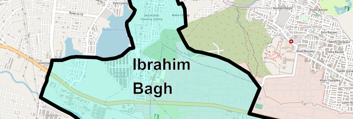 Location Map of Ibrahim Bagh, Hyderabad