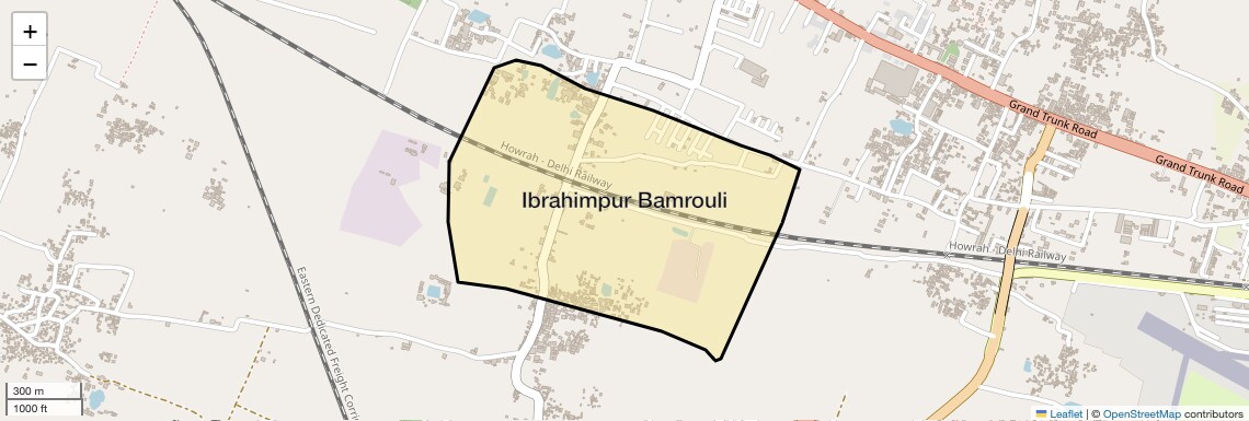 Location Map of Ibrahimpur Bamrouli, Allahabad