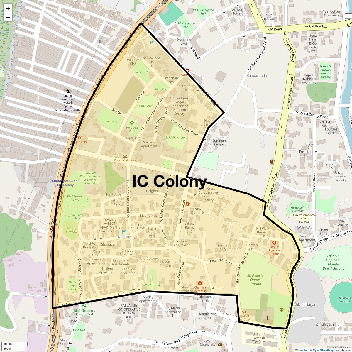 Location Map of IC Colony, Mumbai