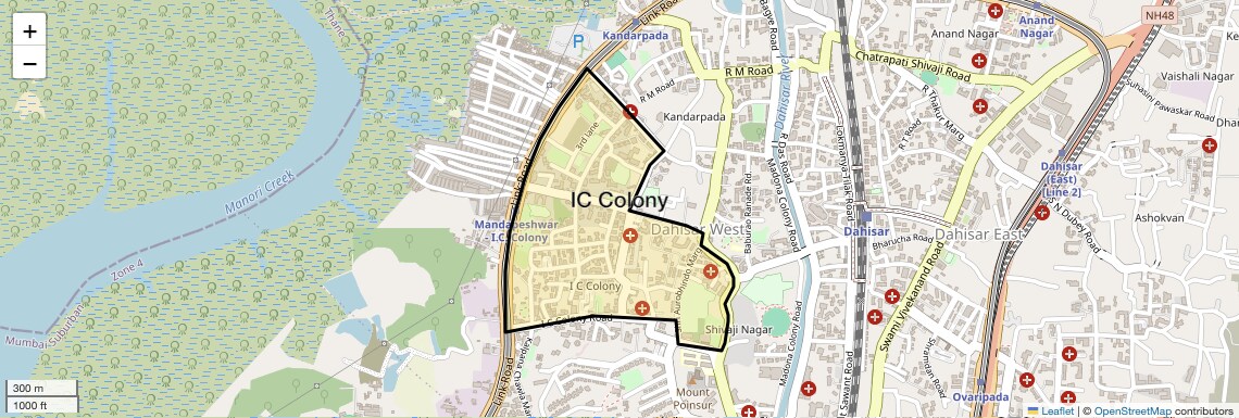 Location Map of IC Colony, Mumbai