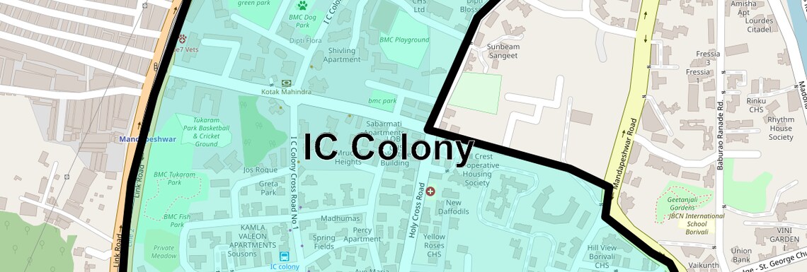 Location Map of IC Colony, Mumbai
