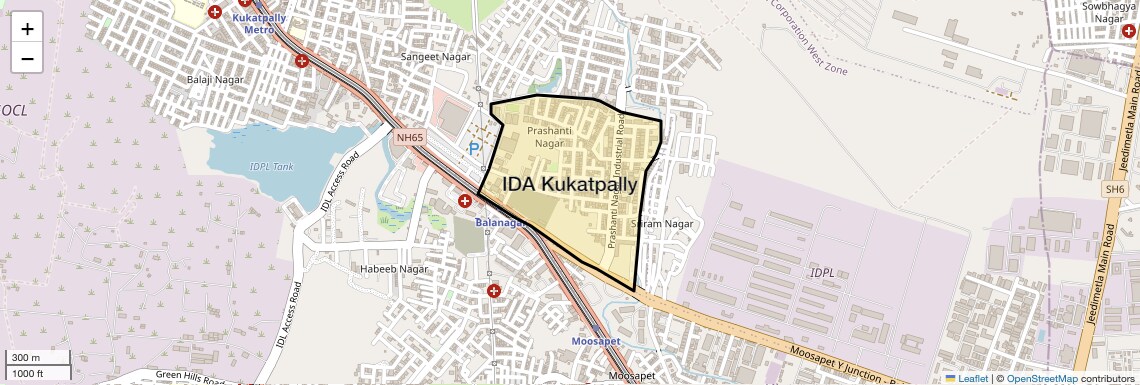 Location Map of IDA Kukatpally, Hyderabad
