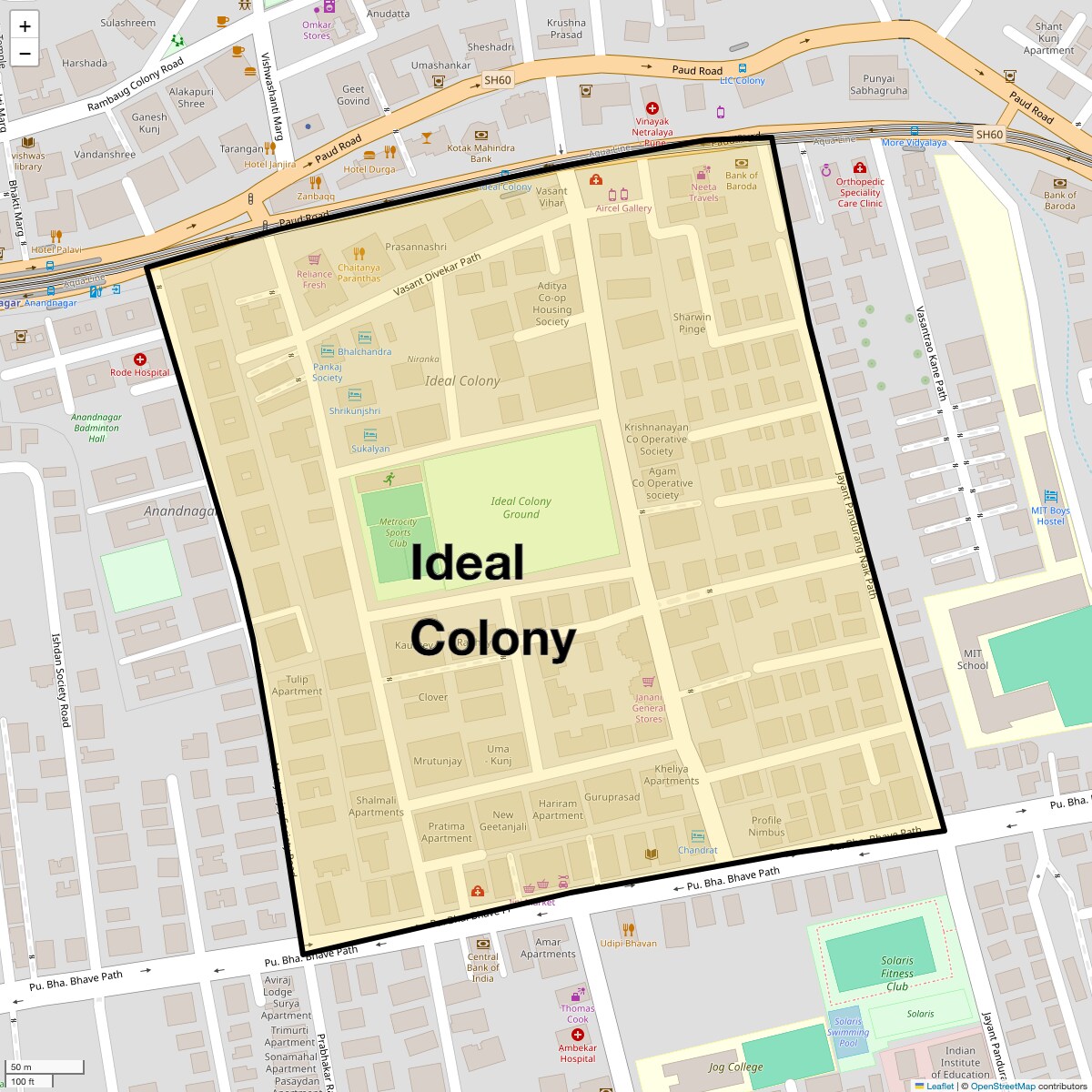 Location Map of Ideal Colony, Pune