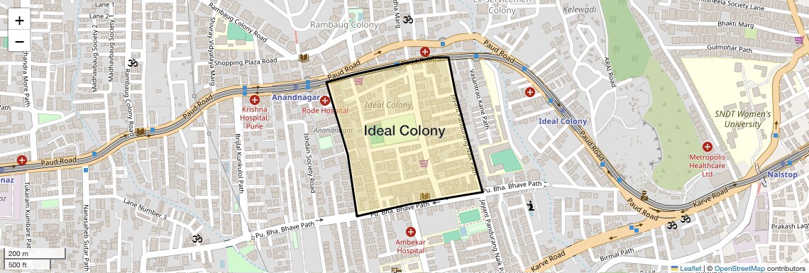 Location Map of Ideal Colony, Pune