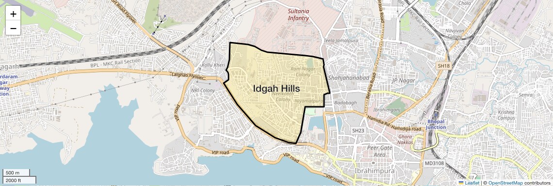 Location Map of Idgah Hills, Bhopal