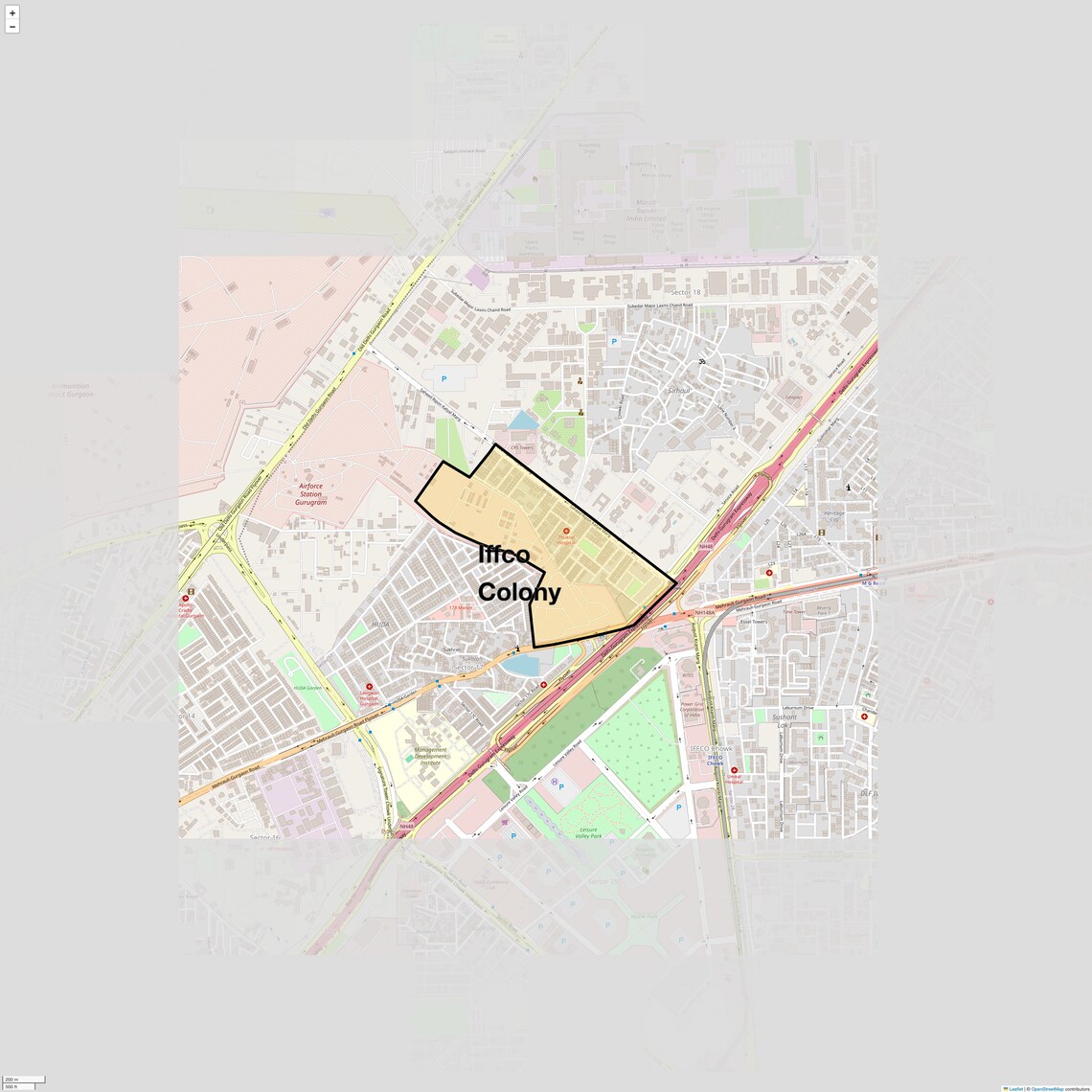 Location Map of Iffco Colony, Gurgaon
