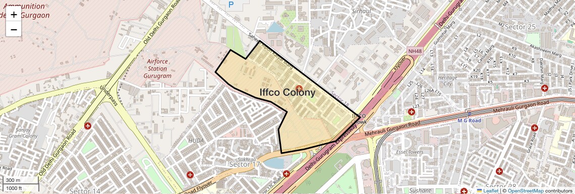 Location Map of Iffco Colony, Gurgaon
