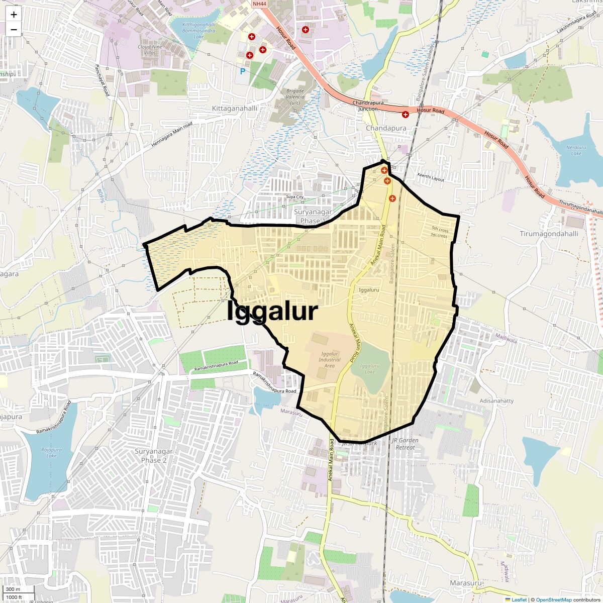 Location Map of Iggalur, Bangalore