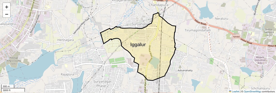 Location Map of Iggalur, Bangalore