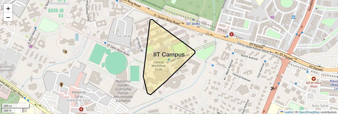 Location Map of IIT Campus, Delhi