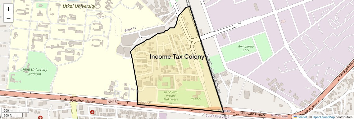 Location Map of Income Tax Colony, Bhubaneswar