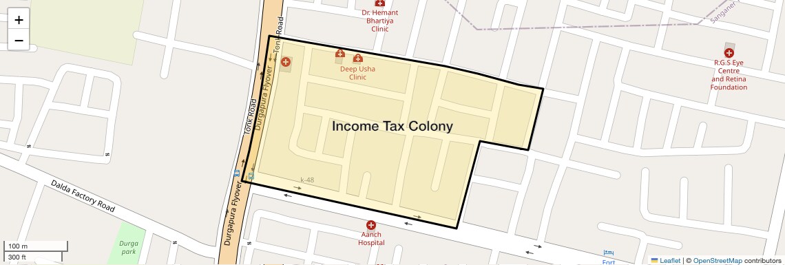 Location Map of Income Tax Colony, Jaipur
