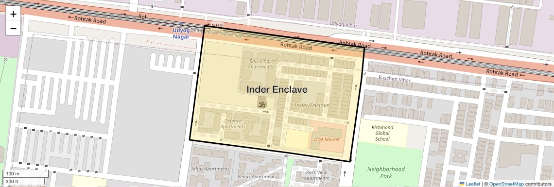 Location Map of Inder Enclave, Delhi