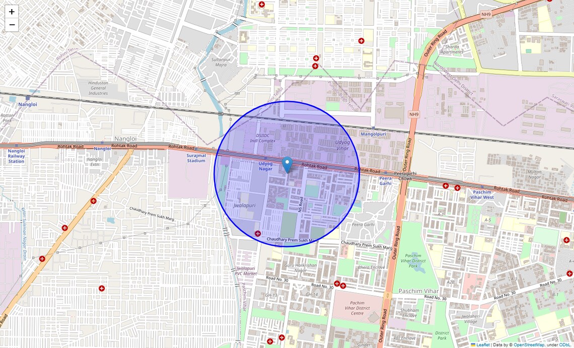 Location Map of Inder Enclave, Delhi