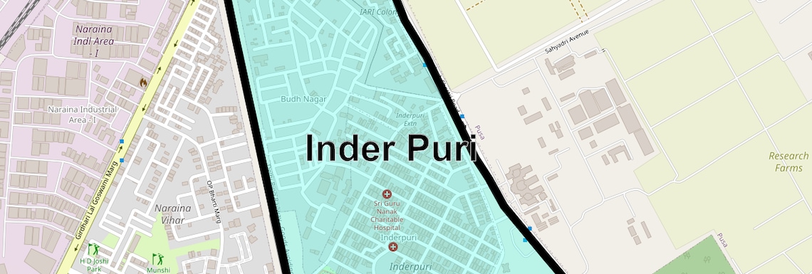 Location Map of Inder Puri, Delhi