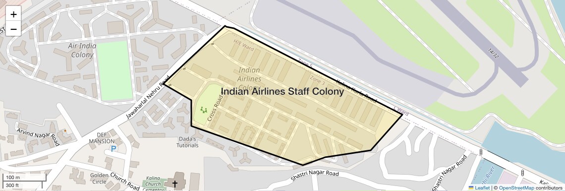 Location Map of Indian Airlines Staff Colony, Mumbai