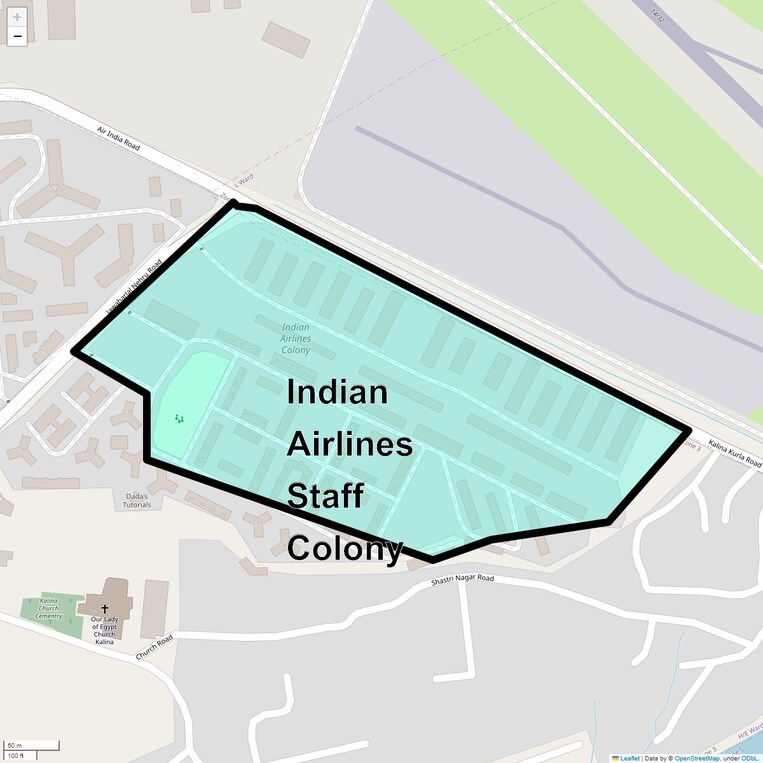 Location Map of Indian Airlines Staff Colony