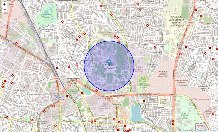 Location Map of Indian Institute Of Science