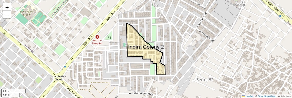 Location Map of Indira Colony 2, Gurgaon