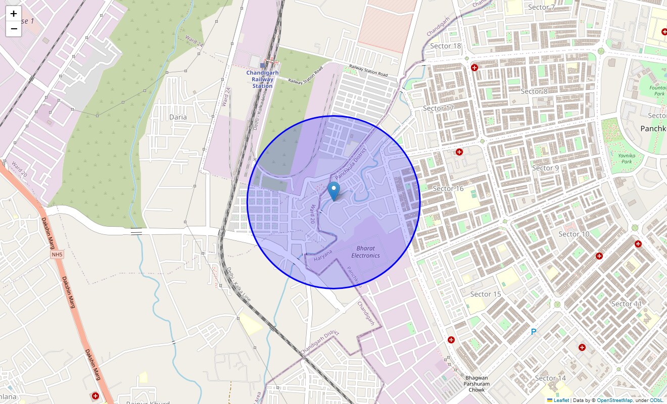 Location Map of Indira Colony, Chandigarh