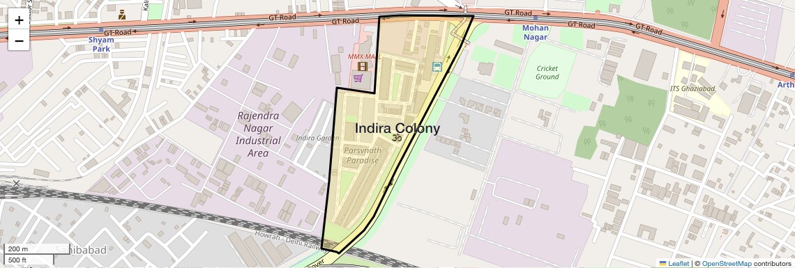 Location Map of Indira Colony, Ghaziabad