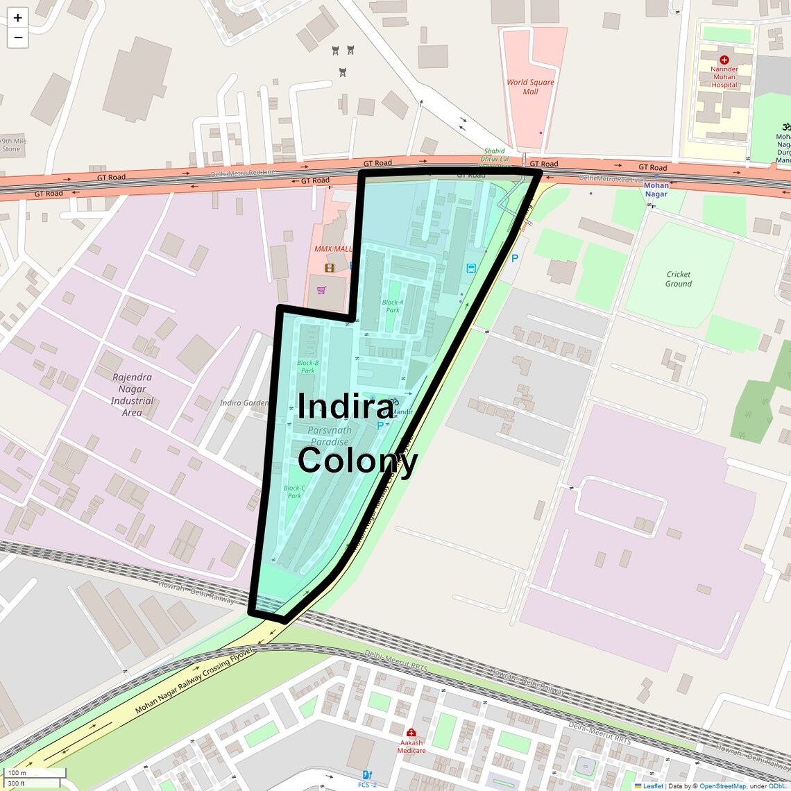 Location Map of Indira Colony, Ghaziabad