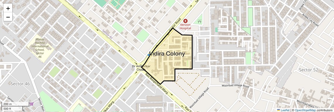 Location Map of Indira Colony, Gurgaon