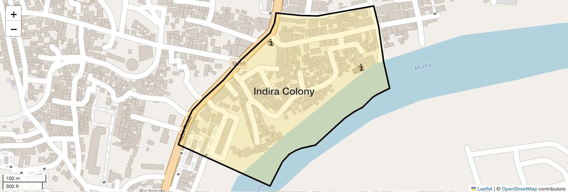 Location Map of Indira Colony, Pune