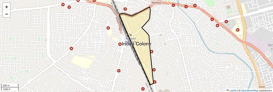 Location Map of Indira Colony, Sonipat