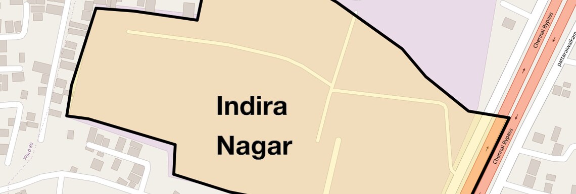 Location Map of Indira Nagar, Chennai