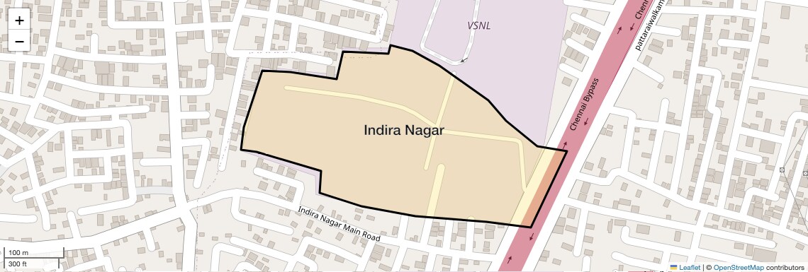 Location Map of Indira Nagar, Chennai
