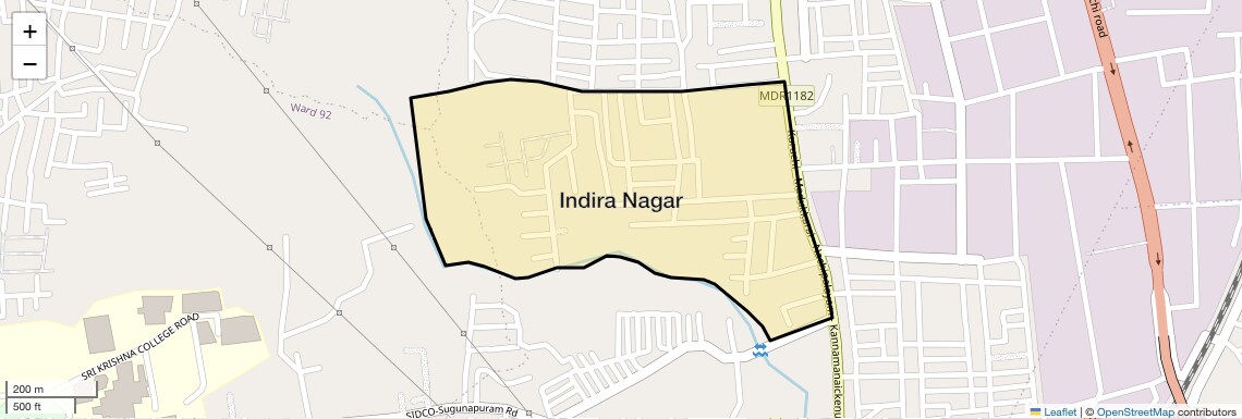 Location Map of Indira Nagar, Coimbatore