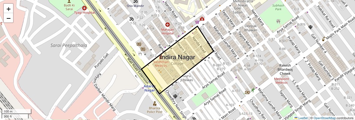 Location Map of Indira Nagar, Delhi