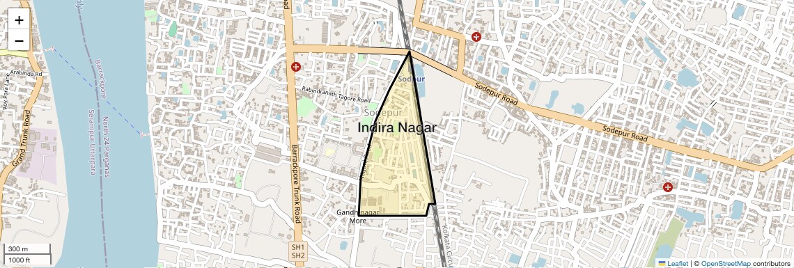 Location Map of Indira Nagar, Kolkata