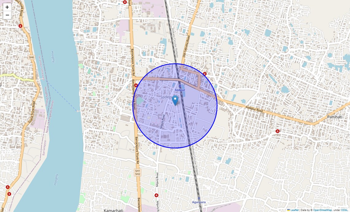 Location Map of Indira Nagar, Kolkata
