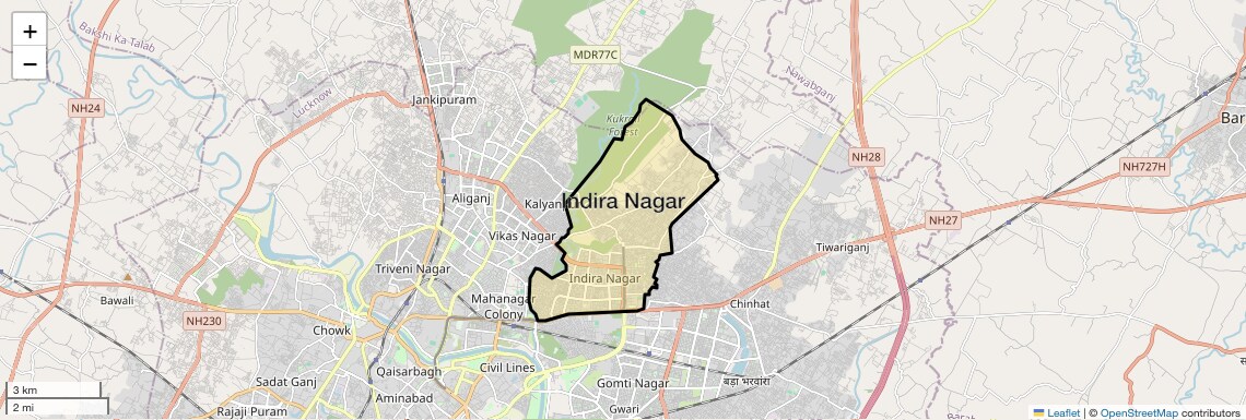Location Map of Indira Nagar, Lucknow