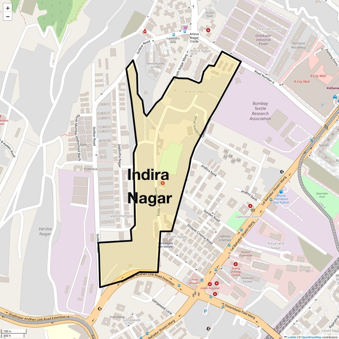 Location Map of Indira Nagar, Mumbai