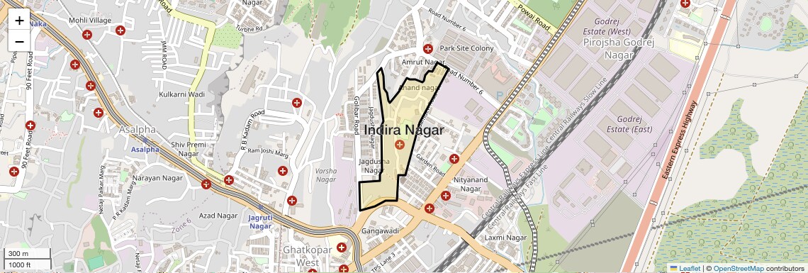 Location Map of Indira Nagar, Mumbai