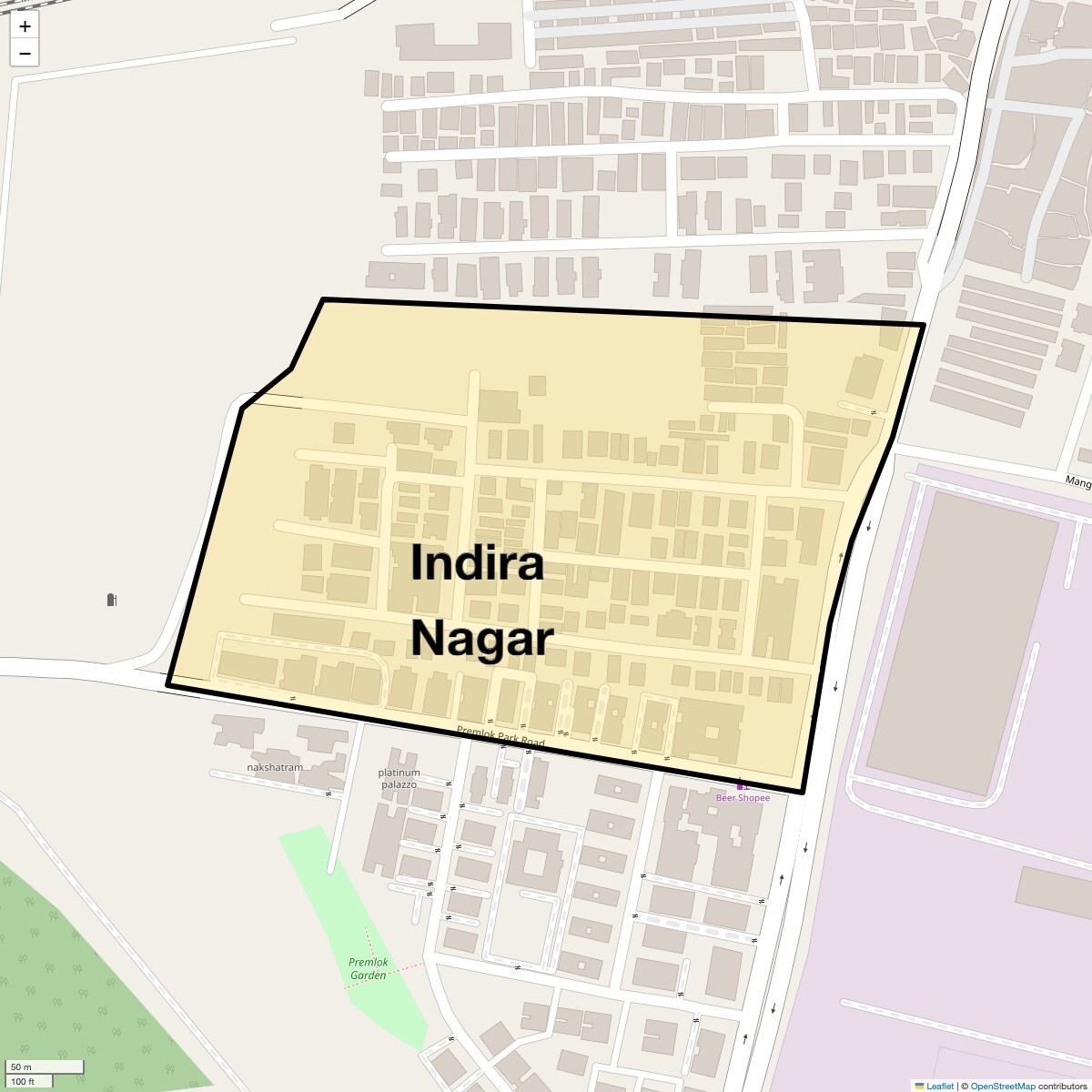Location Map of Indira Nagar, Pune