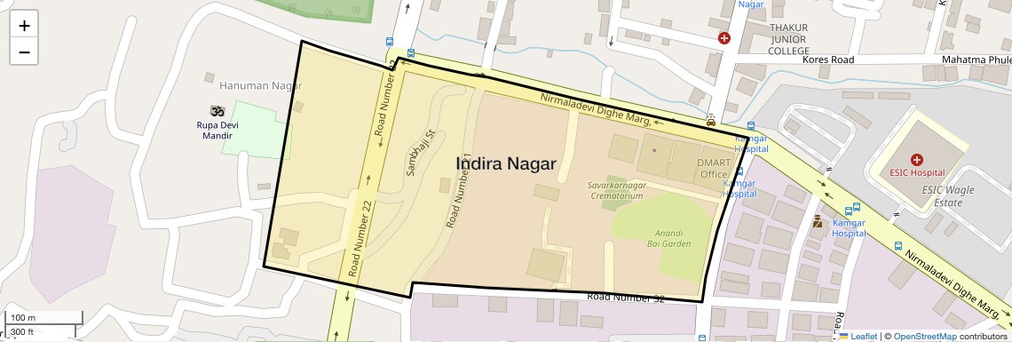 Location Map of Indira Nagar, Thane