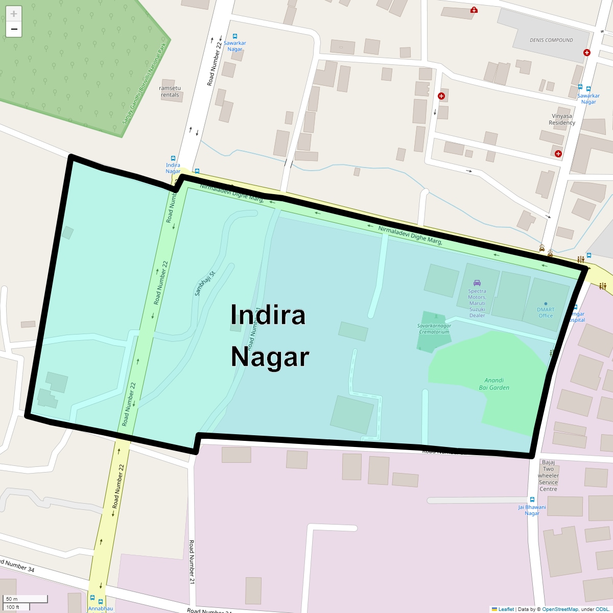 Location Map of Indira Nagar, Thane