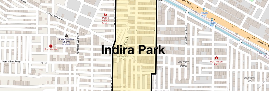 Location Map of Indira Park, Delhi