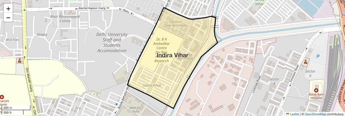 Location Map of Indira Vihar, Delhi