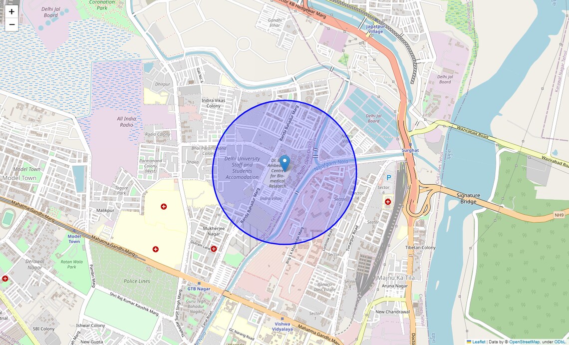 Location Map of Indira Vihar, Delhi