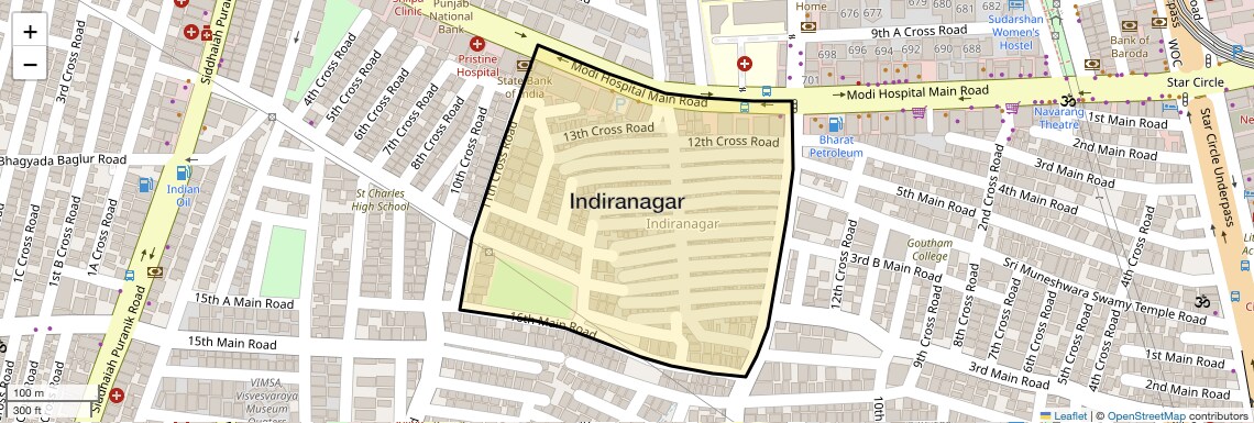 Location Map of Indiranagar, Bangalore