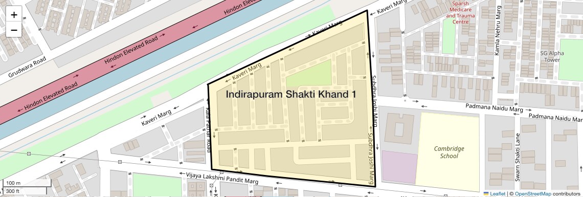Location Map of Indirapuram Shakti Khand 1, Ghaziabad