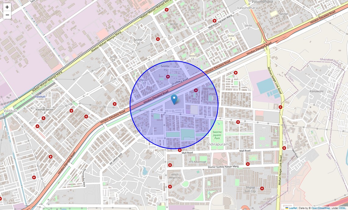 Location Map of Indirapuram Shakti Khand 1, Ghaziabad