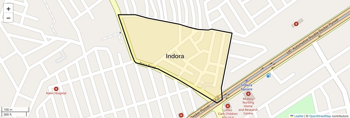 Location Map of Indora, Nagpur